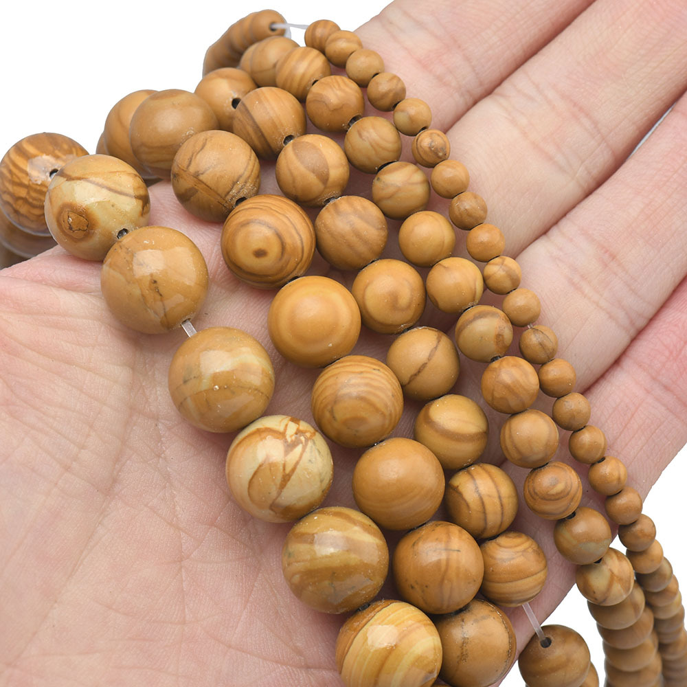 Natural Yellow Line Stone Beads for Jewelry Making